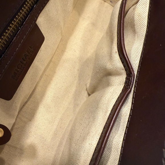 Michael Kors Santorini Raffia & Cognac Leather Woven Shoulder Bag EUC - Picture 8 of 12